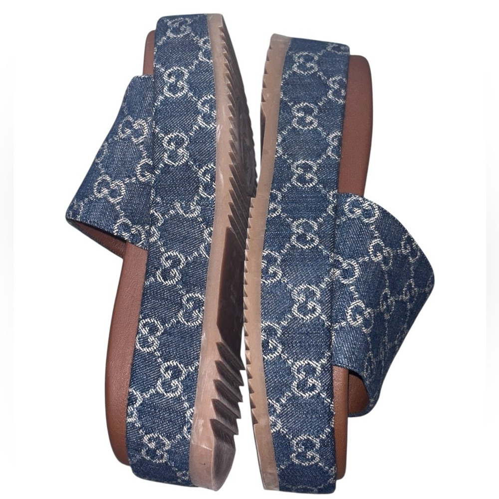 ❌SOLD❌ GUCCI Denim GG Monogram Platform Sandals (Pre-owned & Authentic) - Picture 5 of 9